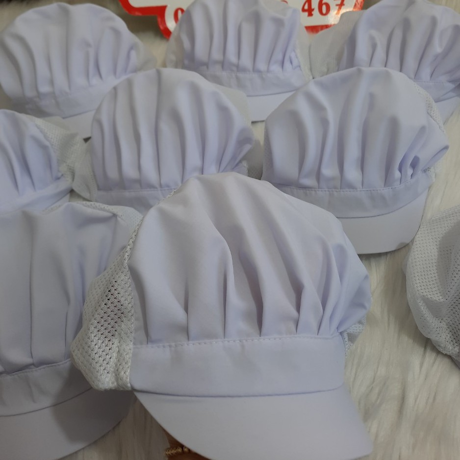 Nón vải lưới trùm tóc công nhân sản xuất - Mũ công nghiệp thực phẩm màu trắng