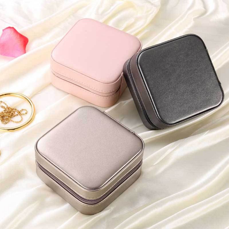 Hộp Da Trưng Bày Trang Sức Có Gương Giá Đỡ