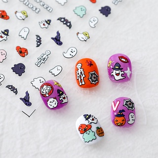 Miếng Dán Trang Trí Móng Tay In Nổi Họa Tiết Halloween Little Ghost TS826