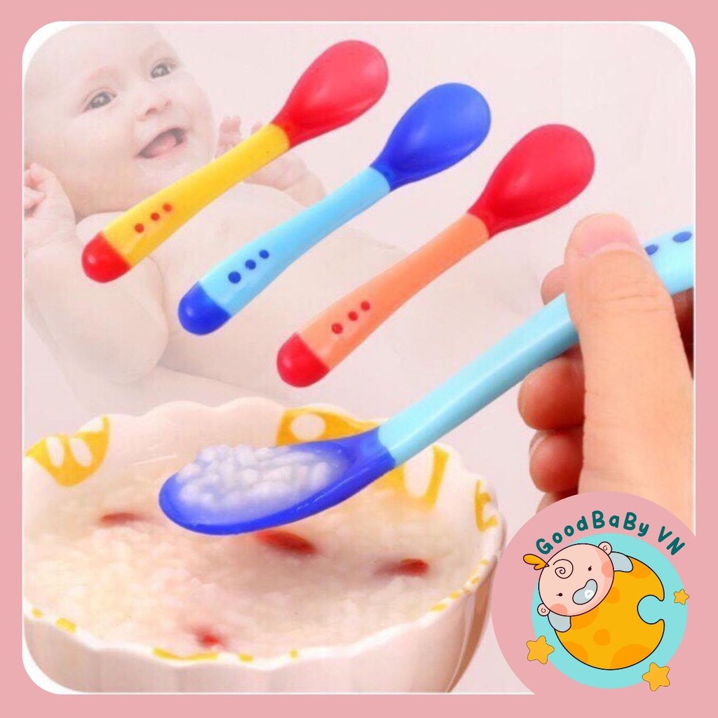Thìa Silicon Báo Nóng, Muỗng Silicon Mềm Cho Bé Ăn Dặm Giúp Bé Ăn Ngoan , Ngon Miệng Goodbabyvn