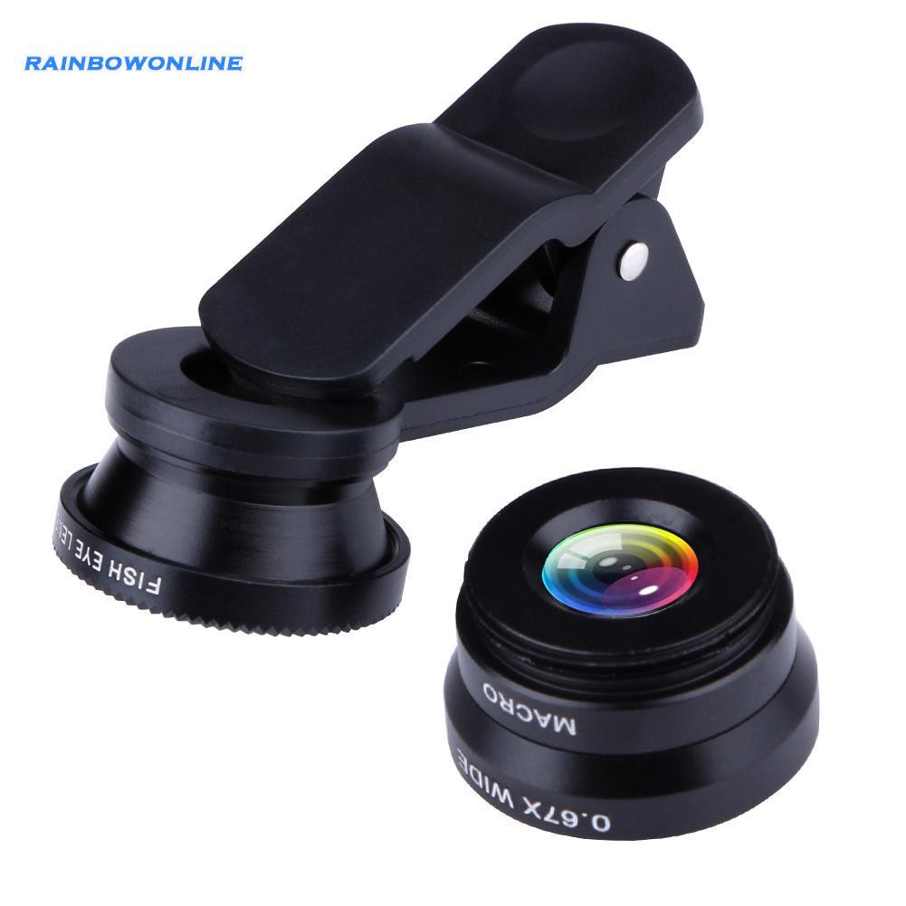 Bộ Dụng Cụ Đi Mưa 3 Trong 1 180 Fish-Eye Lens Wide Angle Macro Lens Black