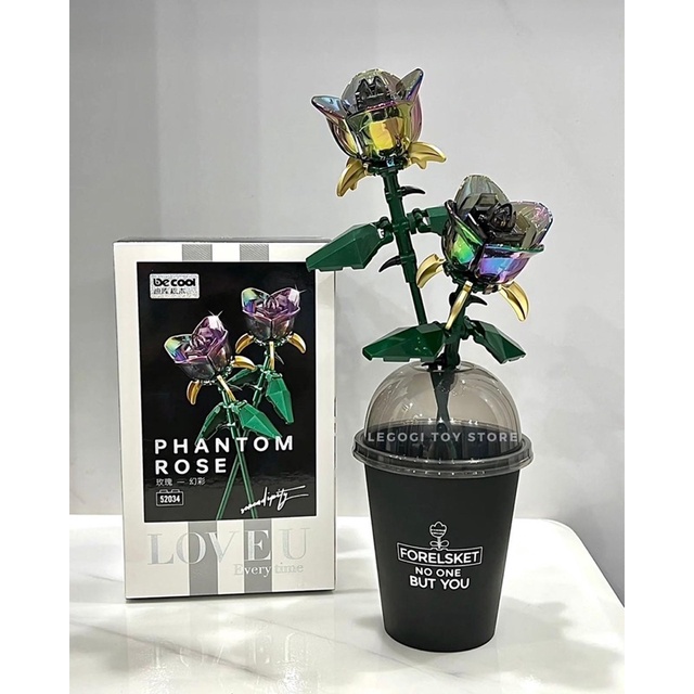 Đồ chơi xếp hình Legogi HOA PHANTOM ROSE TÍM ĐỎ mô hình lắp ghép quà tặng bạn nữ