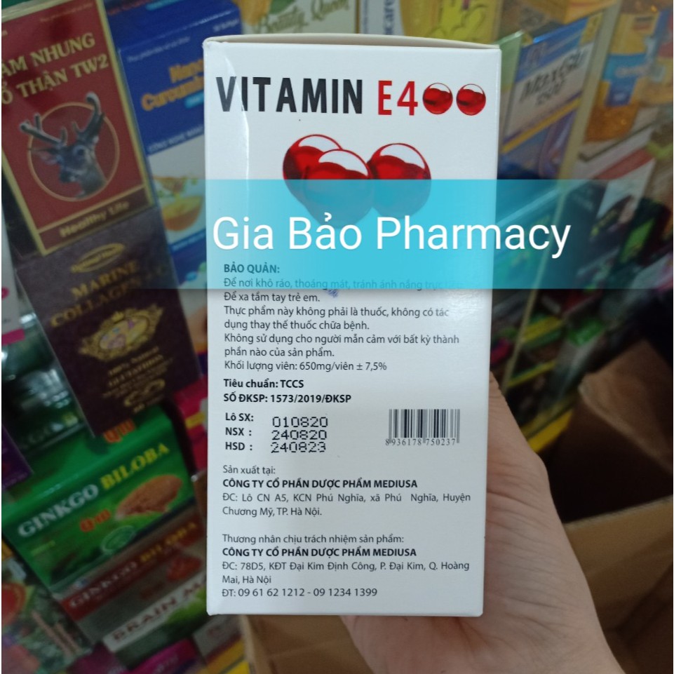 Viên uống VITAMIN E400 hộp 100 viên giúp chống lão hóa,đẹp da