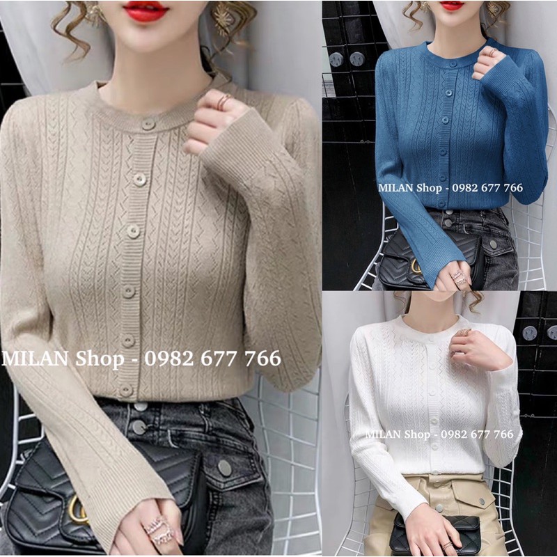 Áo len dài tay cổ tròn 3 kiểu quốc dân