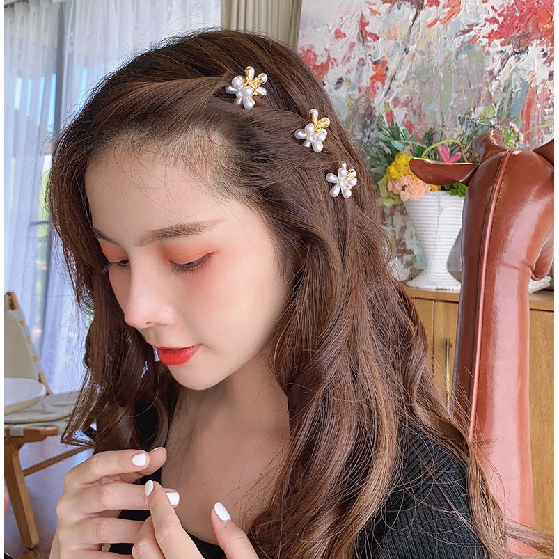 KMHO cấp tóc ins fashion mini cấp tóc Kẹp tóc mini đính hoa ngọc trai thời trang Hàn Quốc cho nữ kẹp tóc phụ kiện tóc trang sức hàn quốc