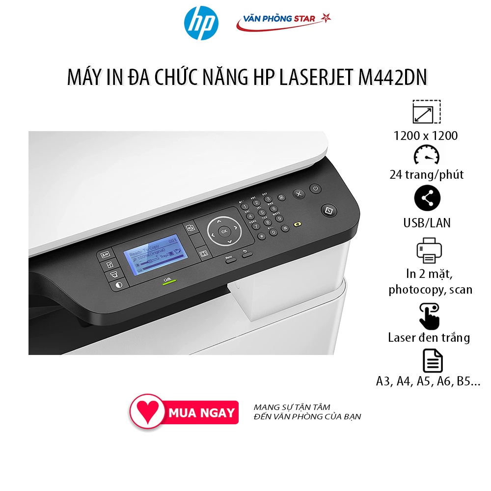 [FREESHIP] Máy in đa chức năng HP Laserjet 442DN copy, in, scan, tốc độ 24 trang/phút chính hãng tại VANPHONGSTAR