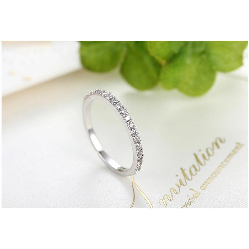 Nhẫn bạc MẢNH đính đá sang trọng thanh lịch thiết kế phong cách Hàn Quốc