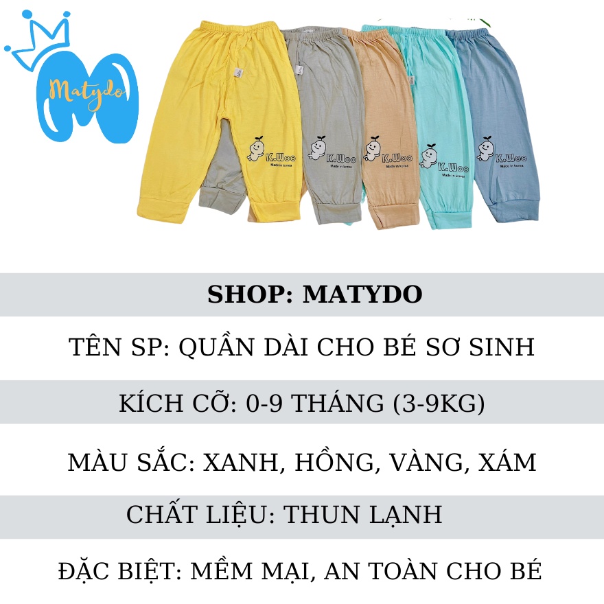Quần dài sơ sinh bé trai bé gái mùa hè đông giá rẻ quần chục cho bé VT màu trơn QDSS04