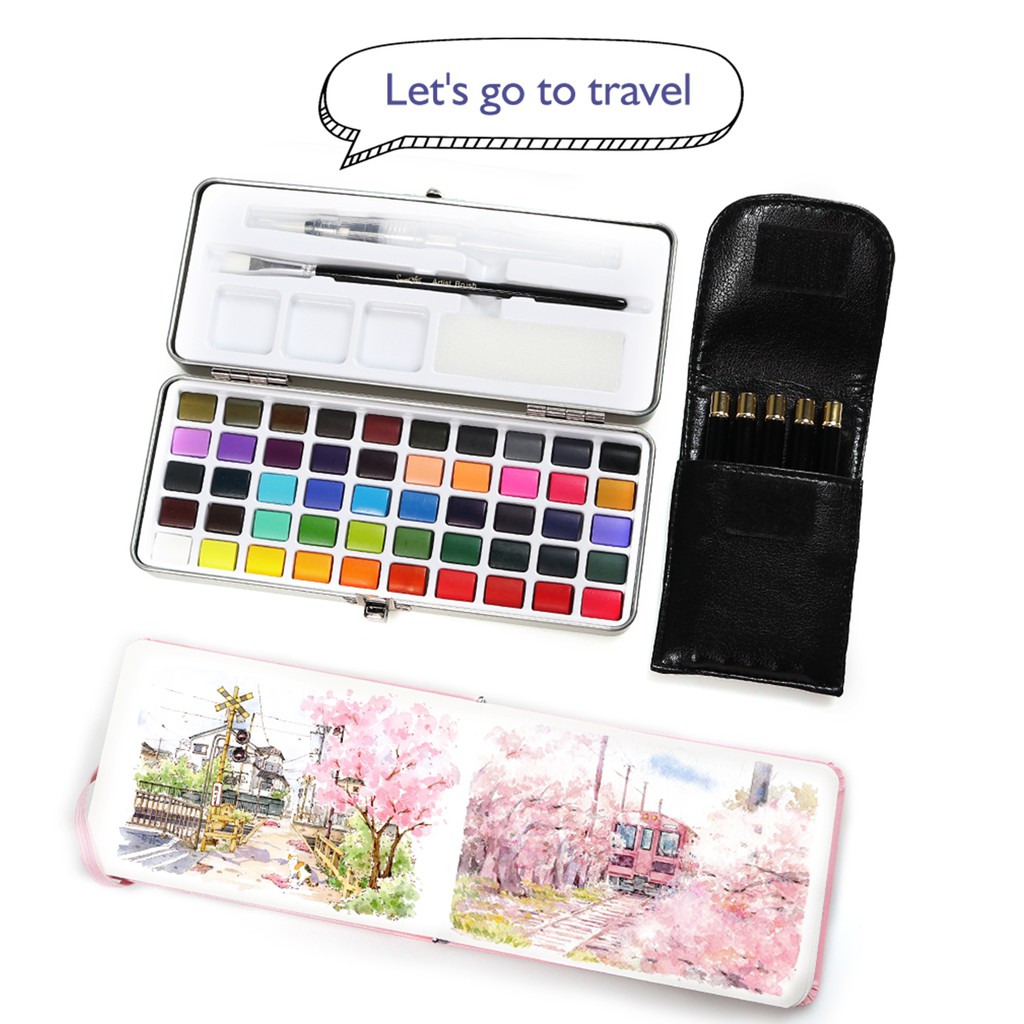 Túi đựng cọ vẽ SeamiArt bằng da PU có thể đựng tối đa 5 cọ tiện dụng khi đi du lịch