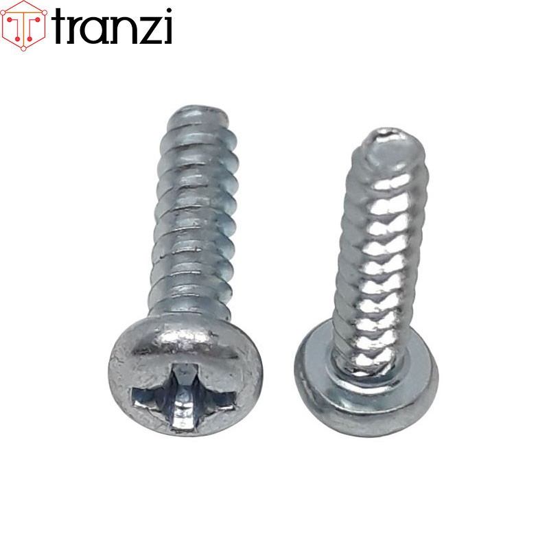 Vít bake đầu cầu ren thô mạ kẽm trắng PB M3x12 - túi 50 cái