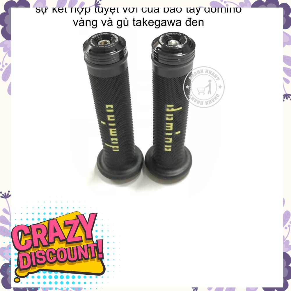 Combo Bao tay xe máy domino màu vàng và gù takegawa màu đen thanh khang  006000487  006001015