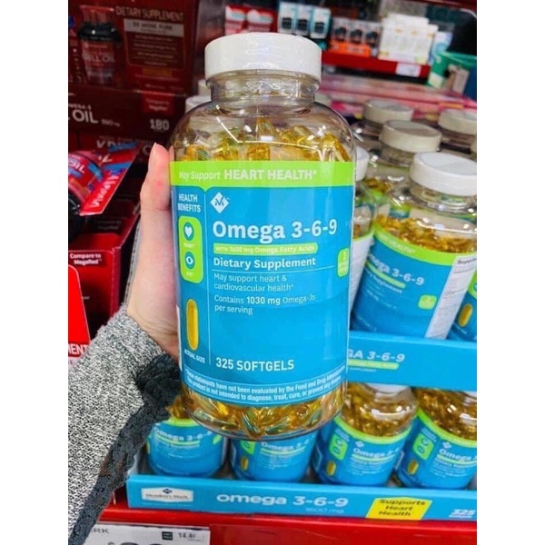 [HSD 11/2023] ViênUống Dầu Cá bổ sung OMEGA 3 6 9 MEMBER'S MARK Supports Heart Health 1600mg cúa Mỹ 325 viên