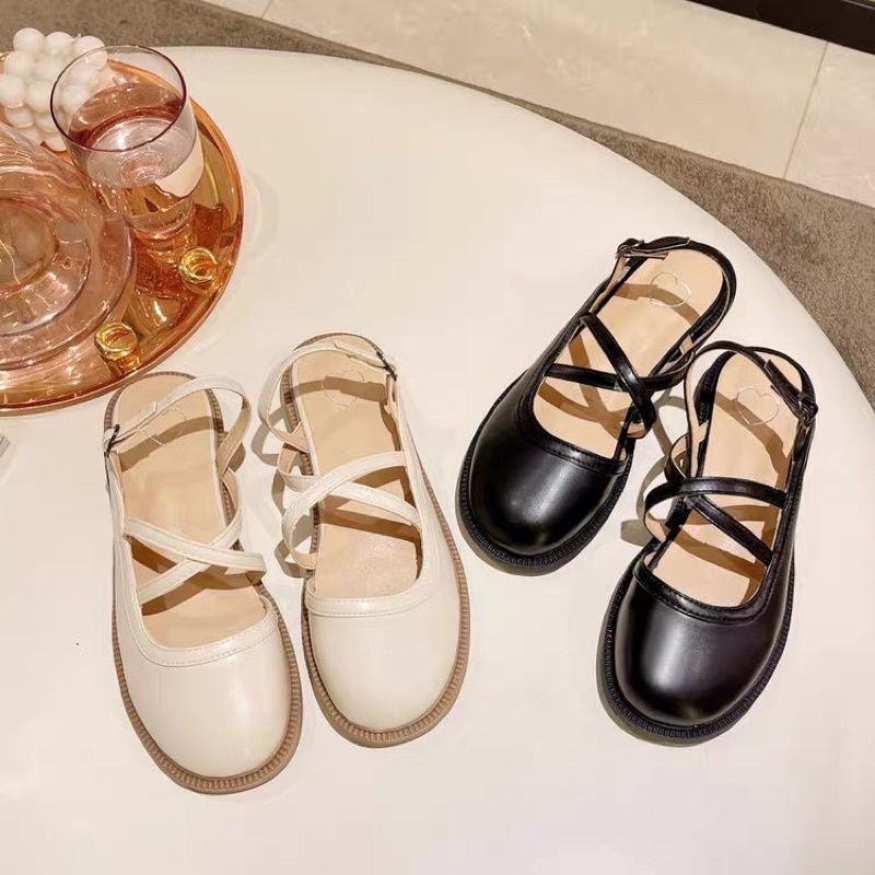 Giày búp bê nữ, Lolita đế cao 3 phân chất đẹp 2 quai chéo tôn chân dễ phối đồ