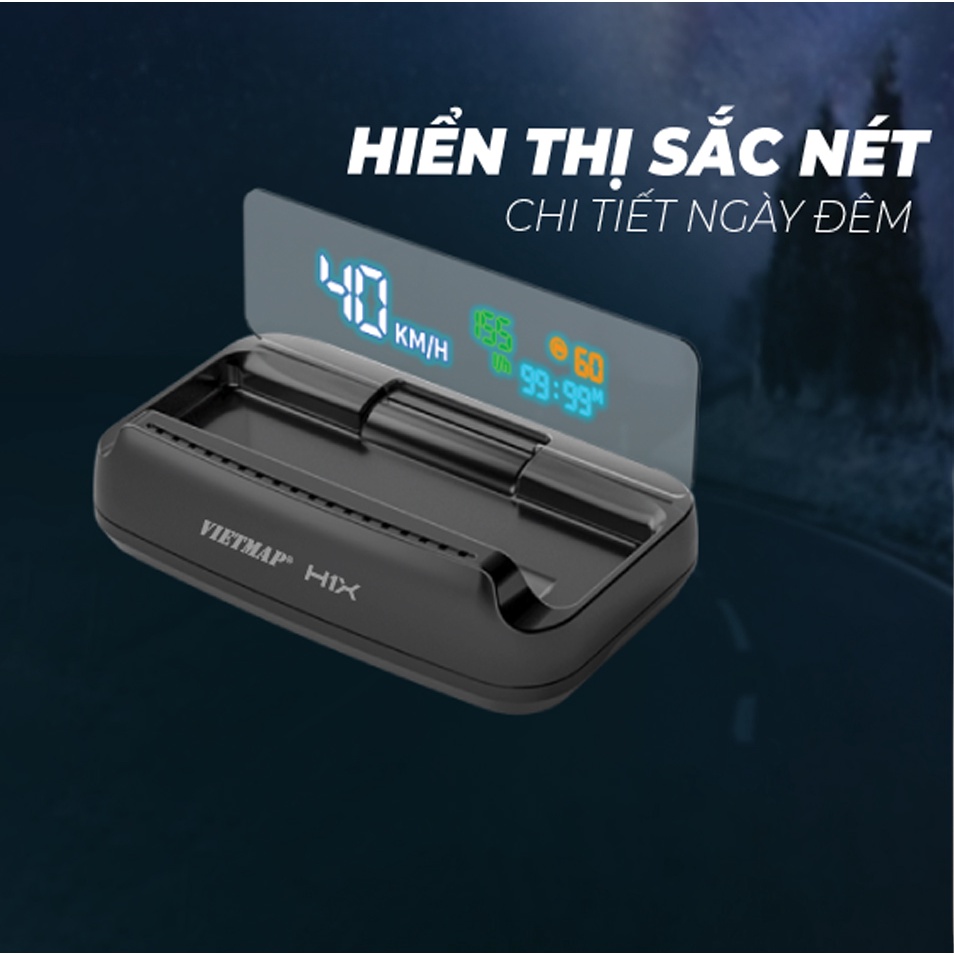 Màn hình hiển thị thông minh Vietmap HUD H1X cảnh báo tốc độ an toàn