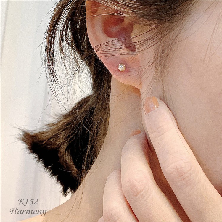 Bông tai ngọc trai nhân tạo nữ bạc 925 chốt bi tròn vặn mạ vàng nhỏ xinh | HARMONY ACCESSORIES K152