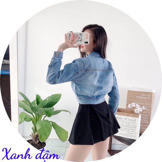Áo Khoác Bò Jeans Lửng Croptop Nữ Cao Cấp Cổ Vest Phối Túi Siêu Đẹp -ảnh kèm video thật- Hàng có sẵn | BigBuy360 - bigbuy360.vn