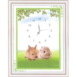 Tranh thêu chữ thập đồng hồ chưa thêu Đôi Bạn Dễ Thương A985 37x68cm