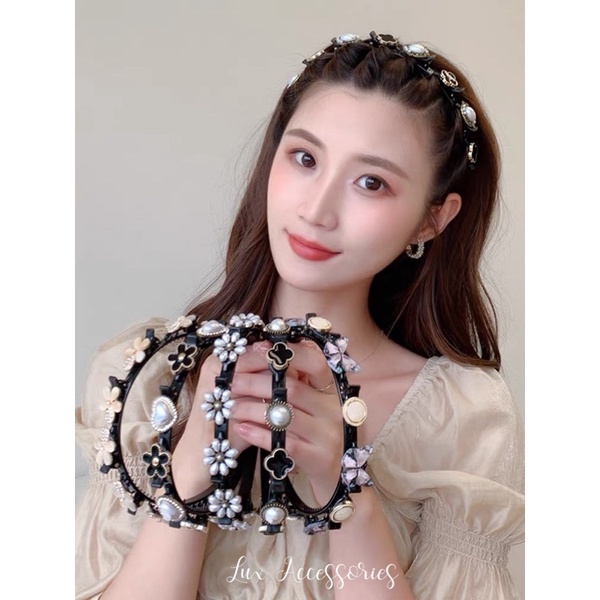 Băng đô cài tóc tiktok đính ngọc phong cách Hàn Quốc BĐ02 Lux Accessories