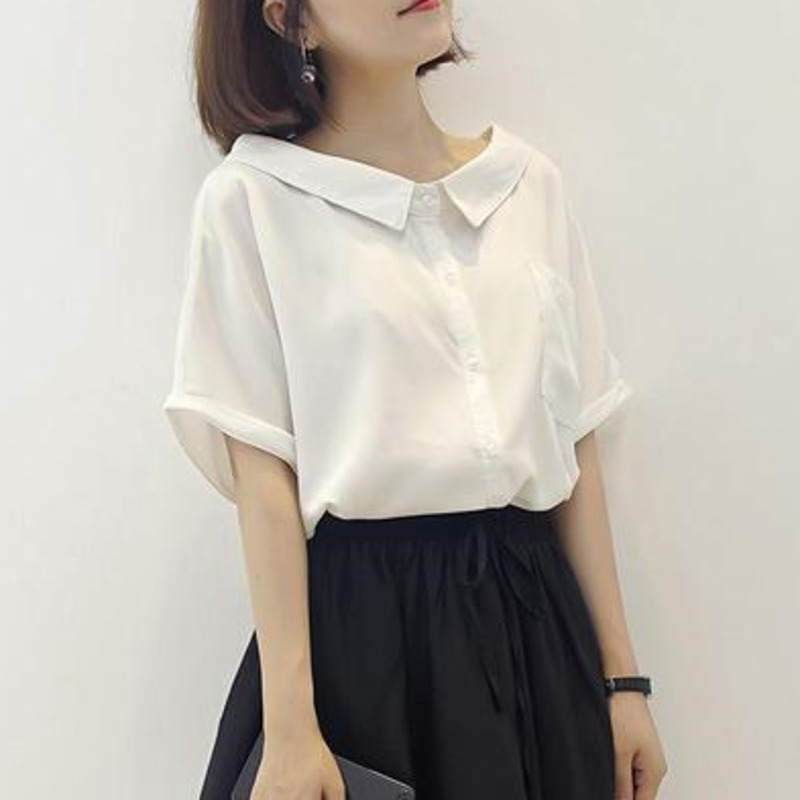 Áo Sơ Mi Voan Tay Ngắn Xinh Xắn Dành Cho Nữ