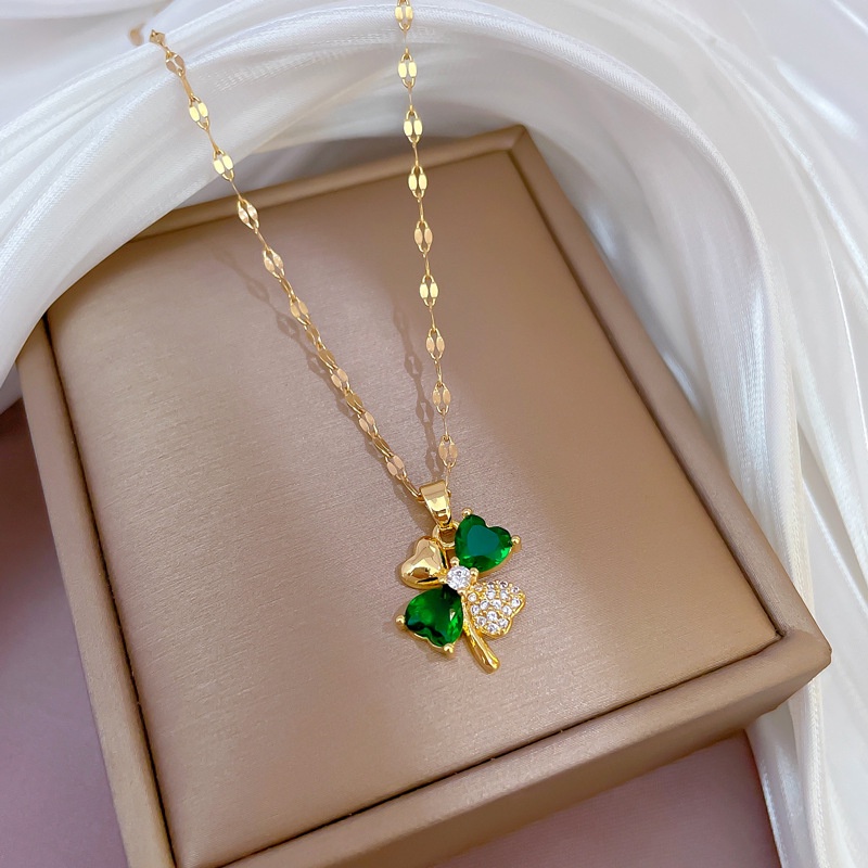 Dây Chuyền Thép Titan Nhẹ Đính Đá Zircon Hình Bông Hoa Sang Trọng