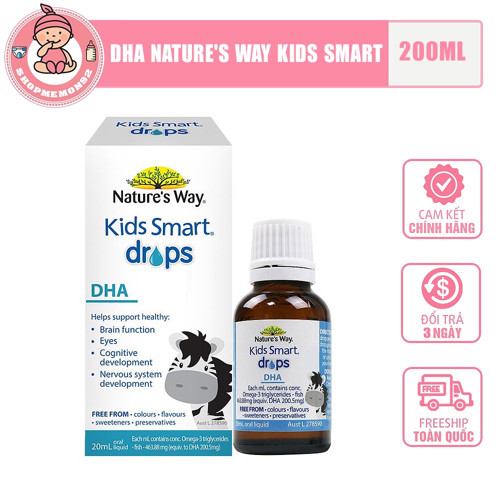 (HỘP)DHA Nature's Way Kids Smart Drops DHA Dạng Giọt Giúp Tăng IQ, Phát Triển Não Bộ Cho Bé 20ml 3/2024