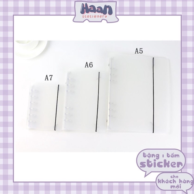 Binder / Bìa sổ còng trắng trong mờ📔📒 chất liệu nhựa PP📔📒 cỡ A5, A6 làm sổ planner, bullet journal