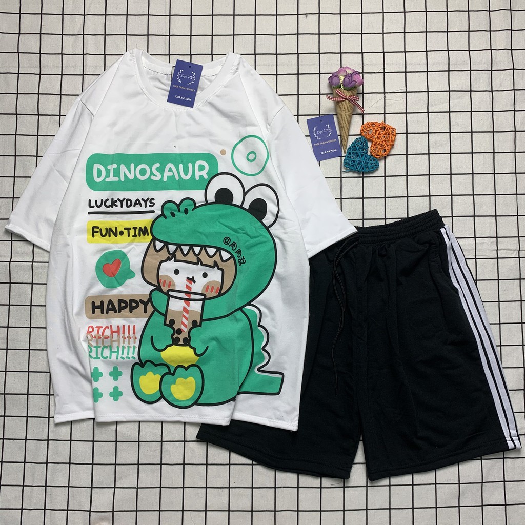 Đồ Bộ Hoạt Hình Unisex CGKL Happy Quần Đùi 3 Line – Lapi VN, Set Cartoon, Freesize, Nam Nữ Đều Mặc Được