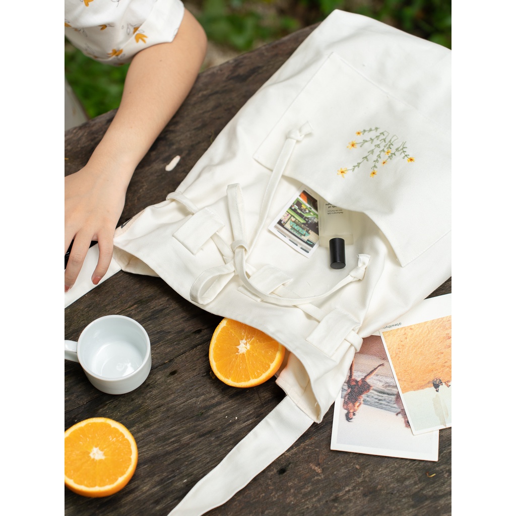 Túi tote bag dáng thêu và kẻ MADELEN