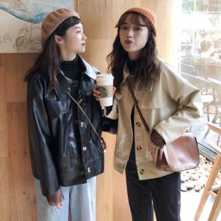 Áo Khoác Da Pu Phong Cách Retro Hàn Quốc Cá Tính Cho Nữ