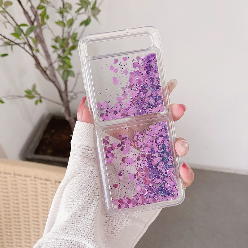 Ốp Điện Thoại Chống Sốc Họa Tiết Kim Tuyến Nước Cho Samsung Galaxy Z Flip 2