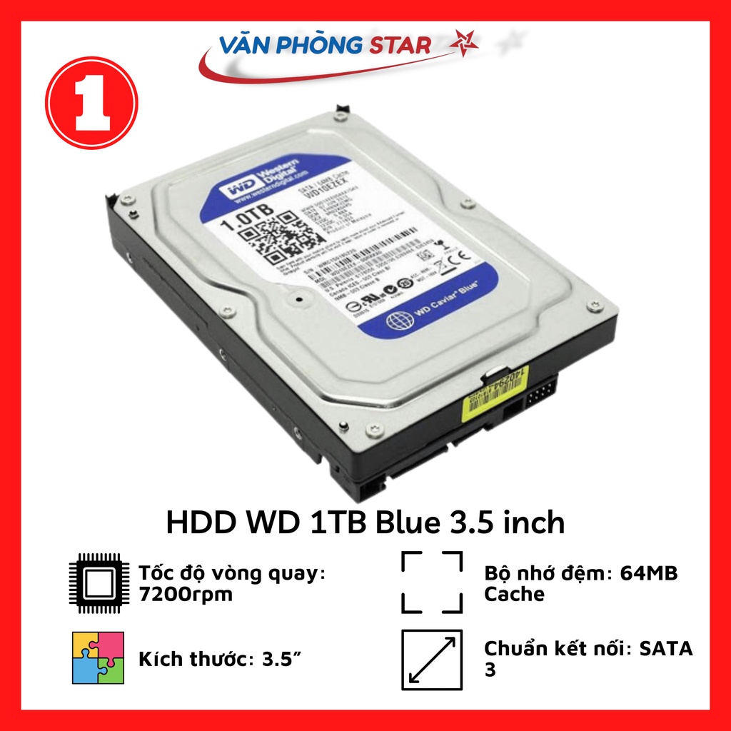 HDD WD 1TB Blue 3.5 inch, 7200RPM, SATA, 64MB Cache (WD10EZEX)