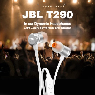 ❤ JBL T290 dual dynamic earphone in-ear subwoofer universal HIFI earplugs with wheat