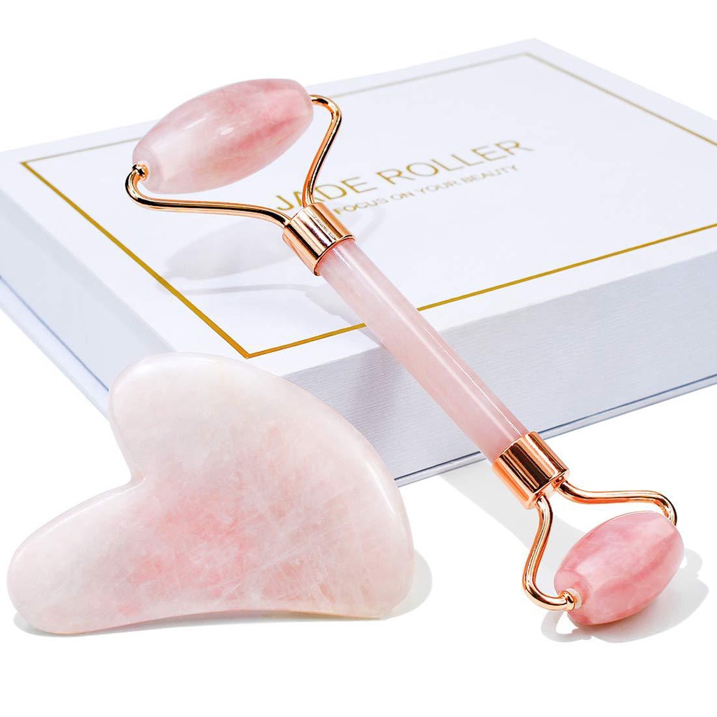 Bộ Sản Phẩm Salorie Gồm Cây Lăn Mát Xa Cơ Thể Và Miếng Cạo Gió Bằng Nhựa Resin Tự Nhiên PS-GS01