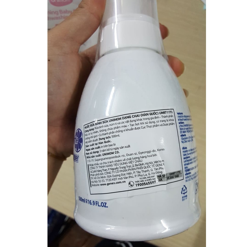 Nước Rửa Bình Sữa Unimom Hàn Quốc 500ml - chính hãng