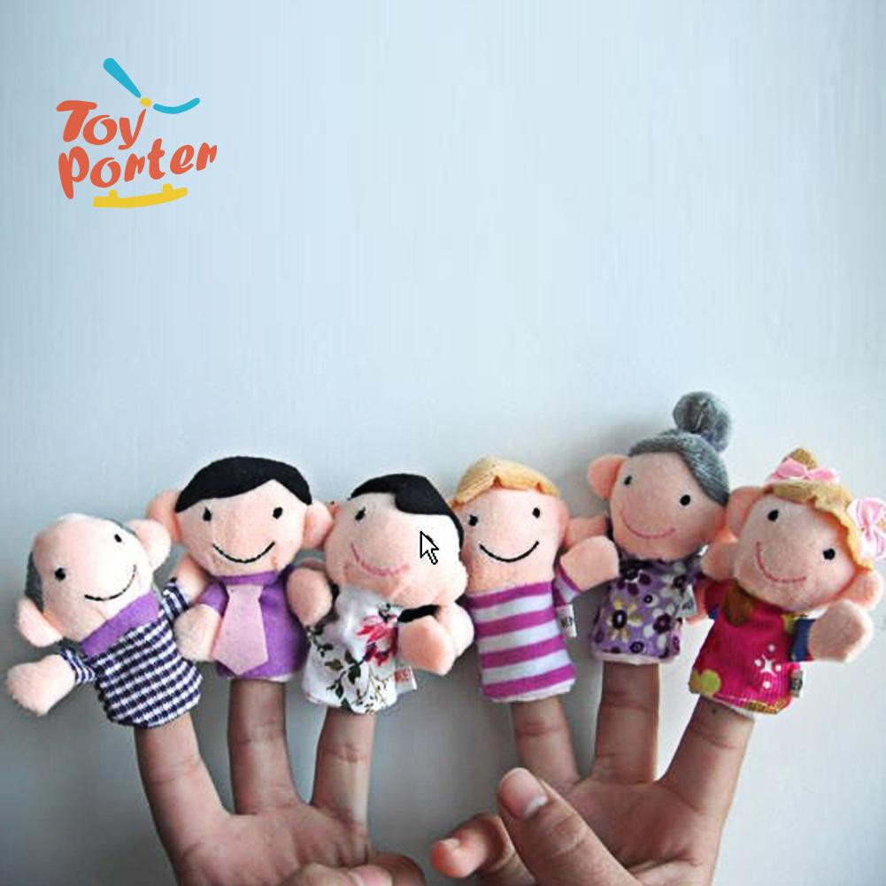 BA 6pcs Baby Kids Plush Cloth Play Game Learn Story Family Finger Puppets Toys