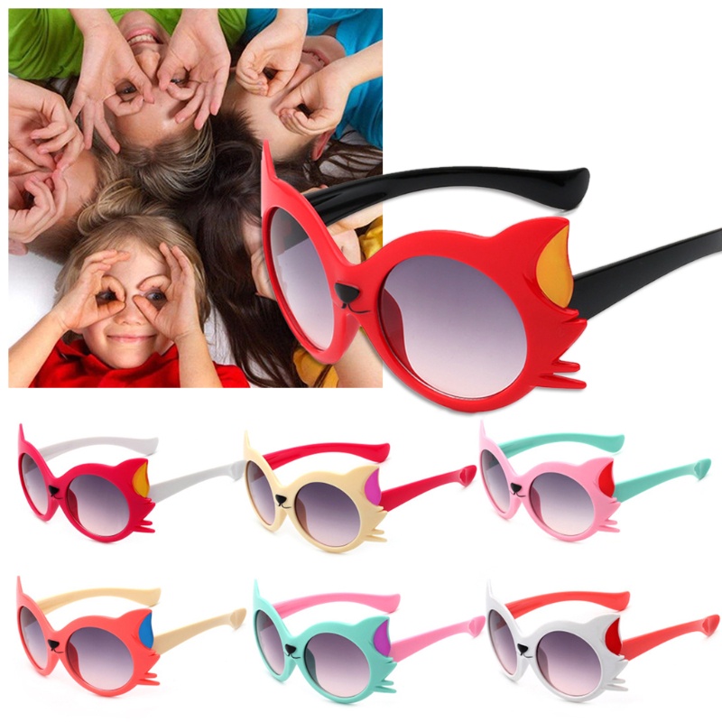 Kính Mát Gọng Tai Mèo Chống Tia Uv Thời Trang Cho Bé Gái