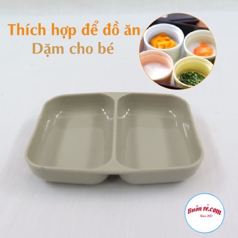 Đĩa chấm phíp hai ngăn, đựng nước chấm- 1205