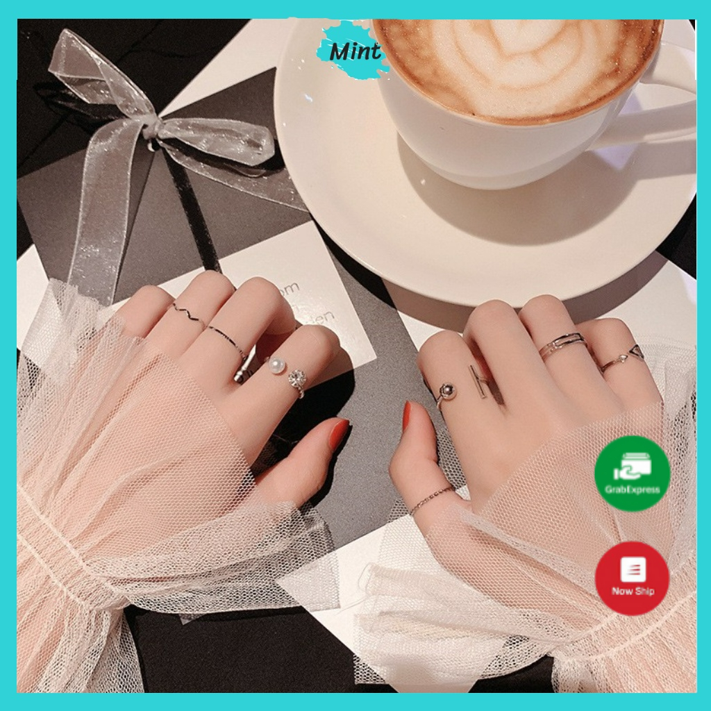 Bộ Nhẫn Nữ ❤️FREESHIP❤️ Set Nhẫn Siêu Hot Phối Đủ Phong Cách Sành Điệu - Set Nhẫn Phong Cách Hàn Quốc
