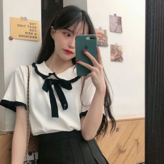 Áo thun len cổ sen nơ cao cấp