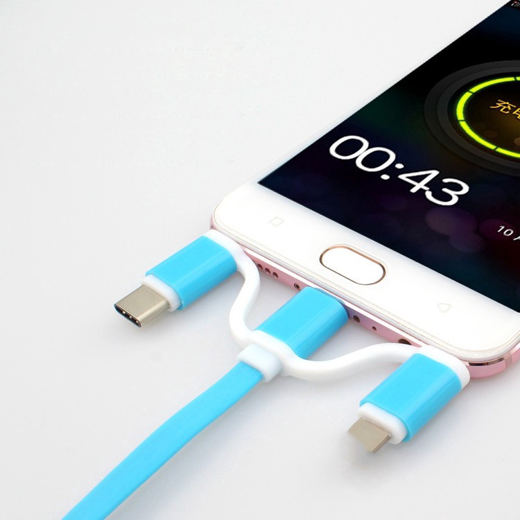 1M Retractable Fast charging Cable - 3 in 1 Android Type C &amp; Micro USB &amp;For iphone Lightning Date Cable