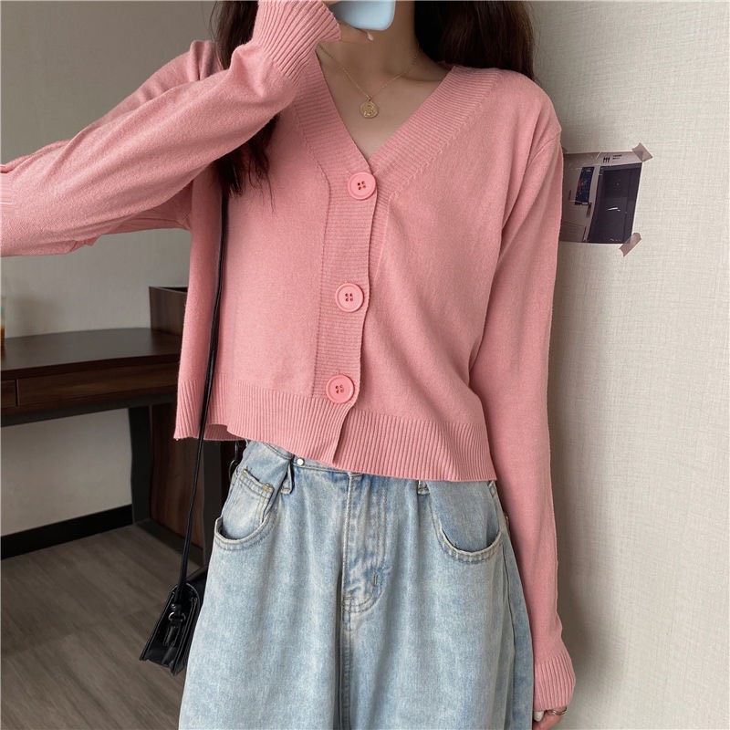 Áo khoác len nữ cardigan mỏng kiểu hàn quốc dáng croptop ulzzang - 116