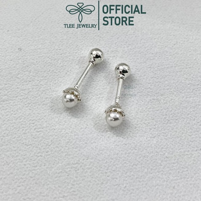 Khuyên tai bạc nữ TLEE trai chốt ren vặn bi bạc nữ tính TleeJewerly B0200