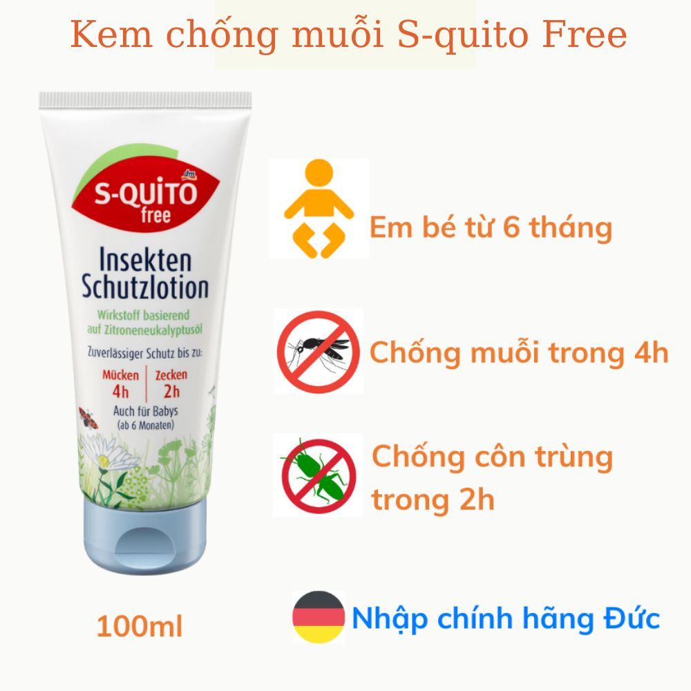 Combo Xịt, Kem chống muỗi đốt S-quito Free – Squito thảo dược, Hàng Đức - Shop Lavenic