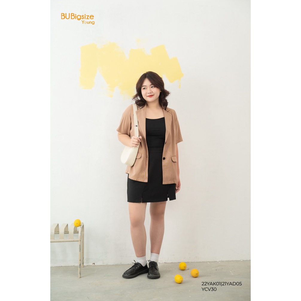 Áo blazer basic tay ngắn 1 hàng cúc BIGSIZE (55kg đến 95kg) - 22YAK01 - [BU Bigsize Young] | BigBuy360 - bigbuy360.vn