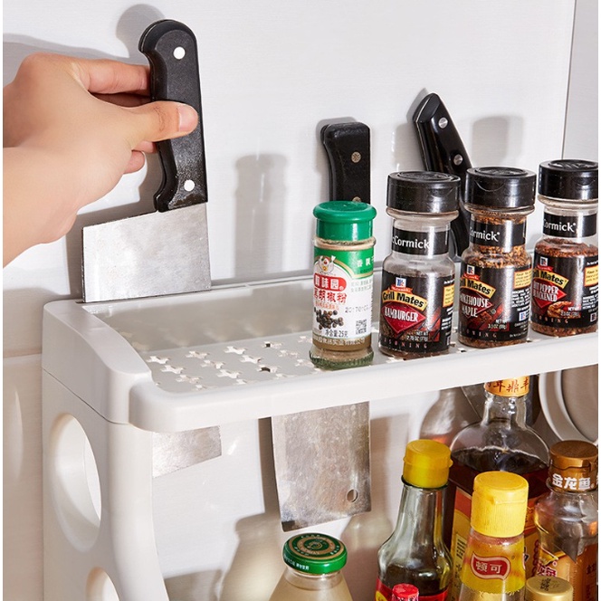 Kệ đựng gia vị thiết kế 2 tầng có thể tháo lắp dễ dàng, chất liệu bằng nhựa bền an toàn, màu sắc xanh nhạt