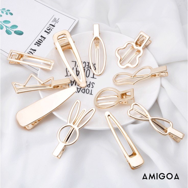 【Amigoa】Kẹp tóc kim loại Hàn Quốc Pearl Set Hairpin Minimalist / COD