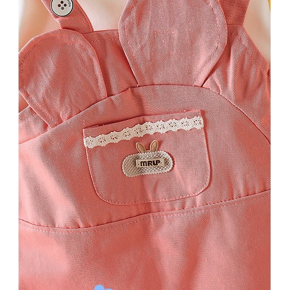 Váy bé gái mùa thu giả yếm thiết kế tai thỏ đáng yêu hàng quảng châu cao cấp