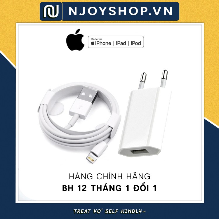 BỘ DÂY SẠC IPHONE CỦ SẠC IPHONE CHÂN TRÒN PHIÊN BẢN THỊ TRƯỜNG VIETNAM CHÍNH HÃNG BẢO HÀNH 12 THÁNG 1 ĐỔI 1