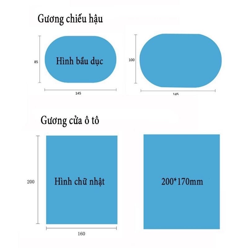Bộ 4 miếng dán kính chống nước mưa_ Bộ 2 miếng dán gương chiếu hậu trong suốt