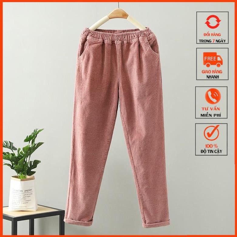 Quần Nhung Baggy Cạp Chun Kiểu dáng Hàn Quốc cho Nữ m098